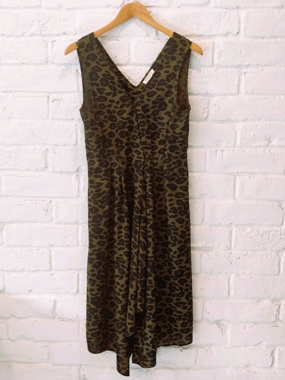 Camouflage Midi Dress S 4 Olive Green Sleeveless By Beach Lunch Lounge Fit Flare